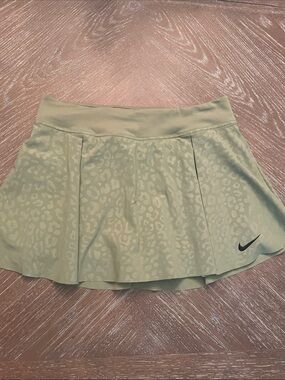 Nike Women's Olive Green Leopard-Print Skater Skirt